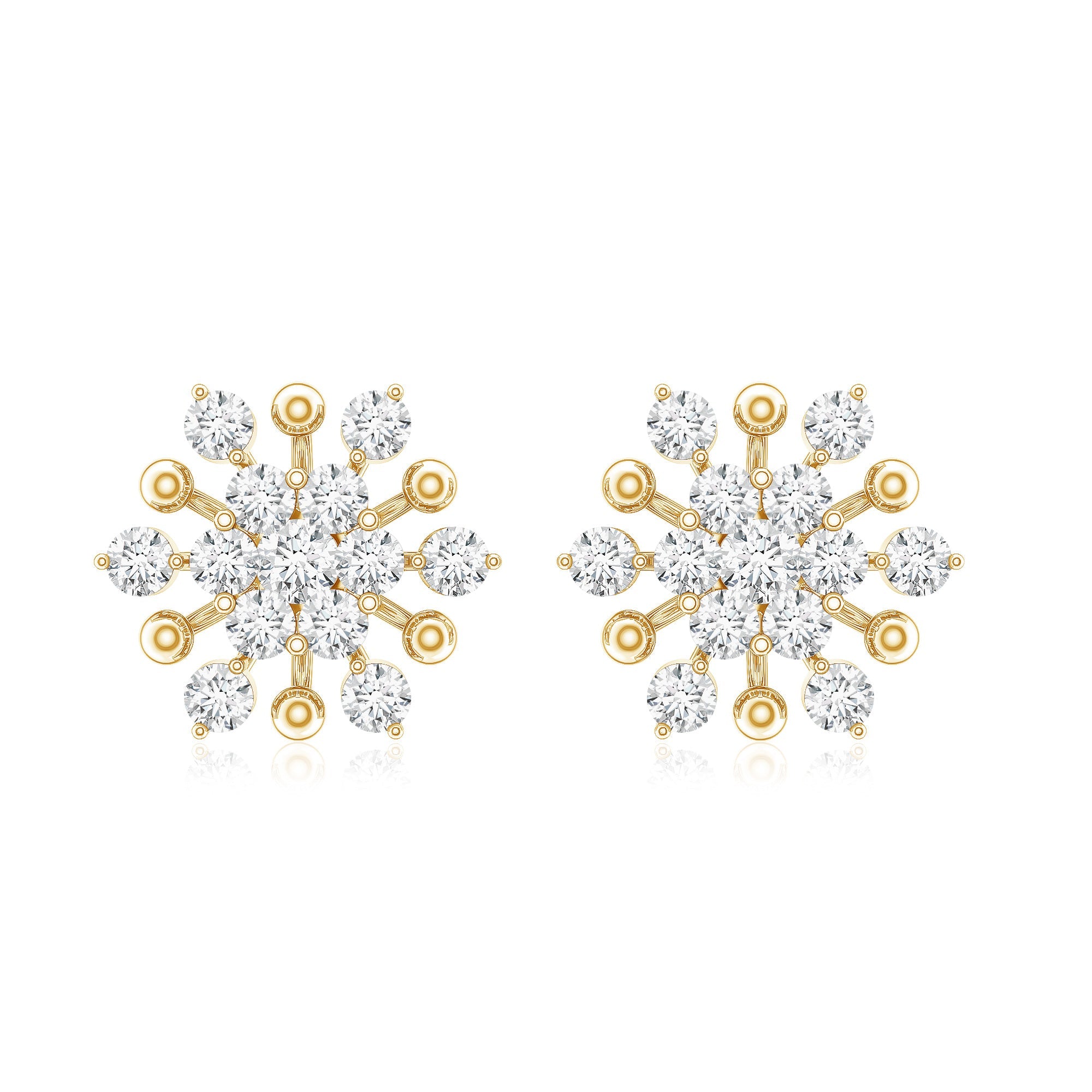 Moissanite Floral Cluster Stud Earrings