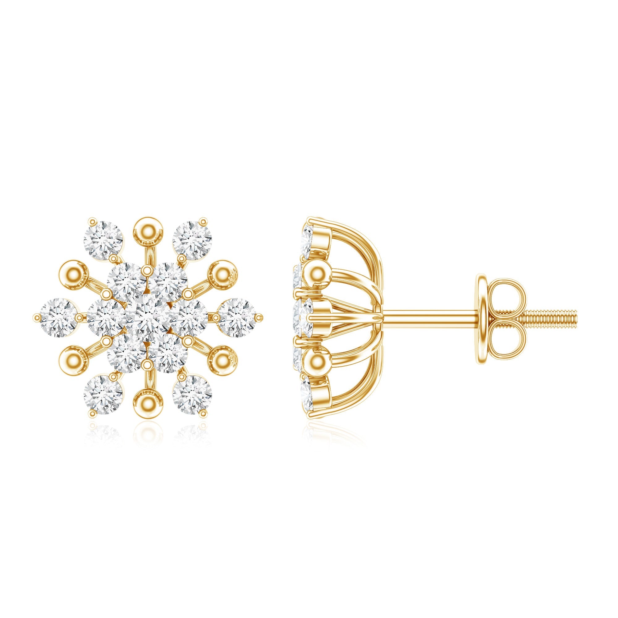 Moissanite Floral Cluster Stud Earrings