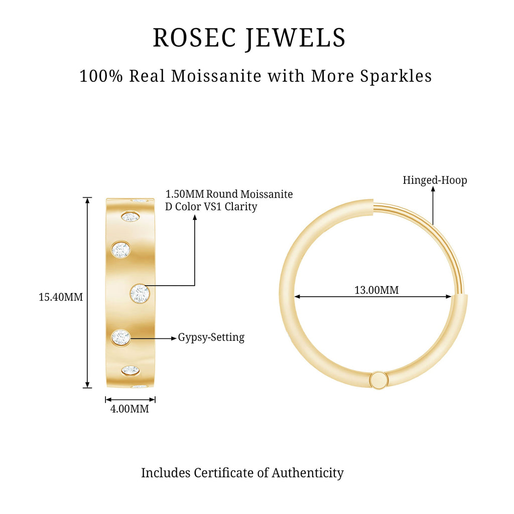 Certified Moissanite Hinged Hoop Earrings