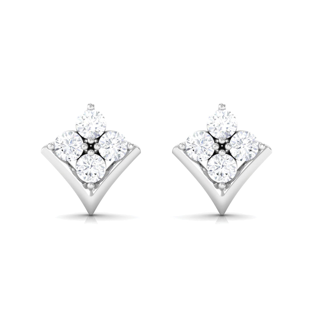 Certified Moissanite Flower Stud Earrings with Screw Backs