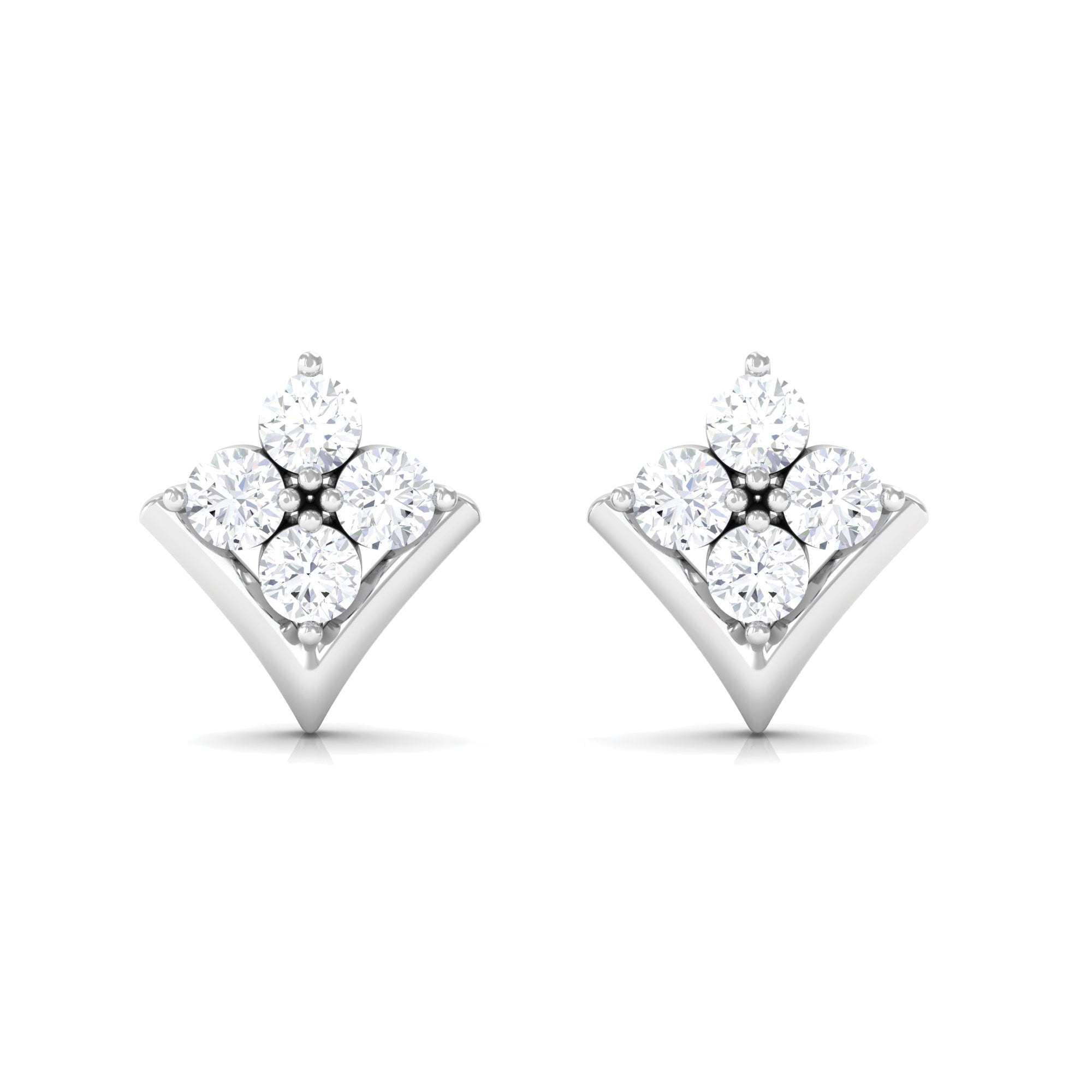 Certified Moissanite Flower Stud Earrings with Screw Backs
