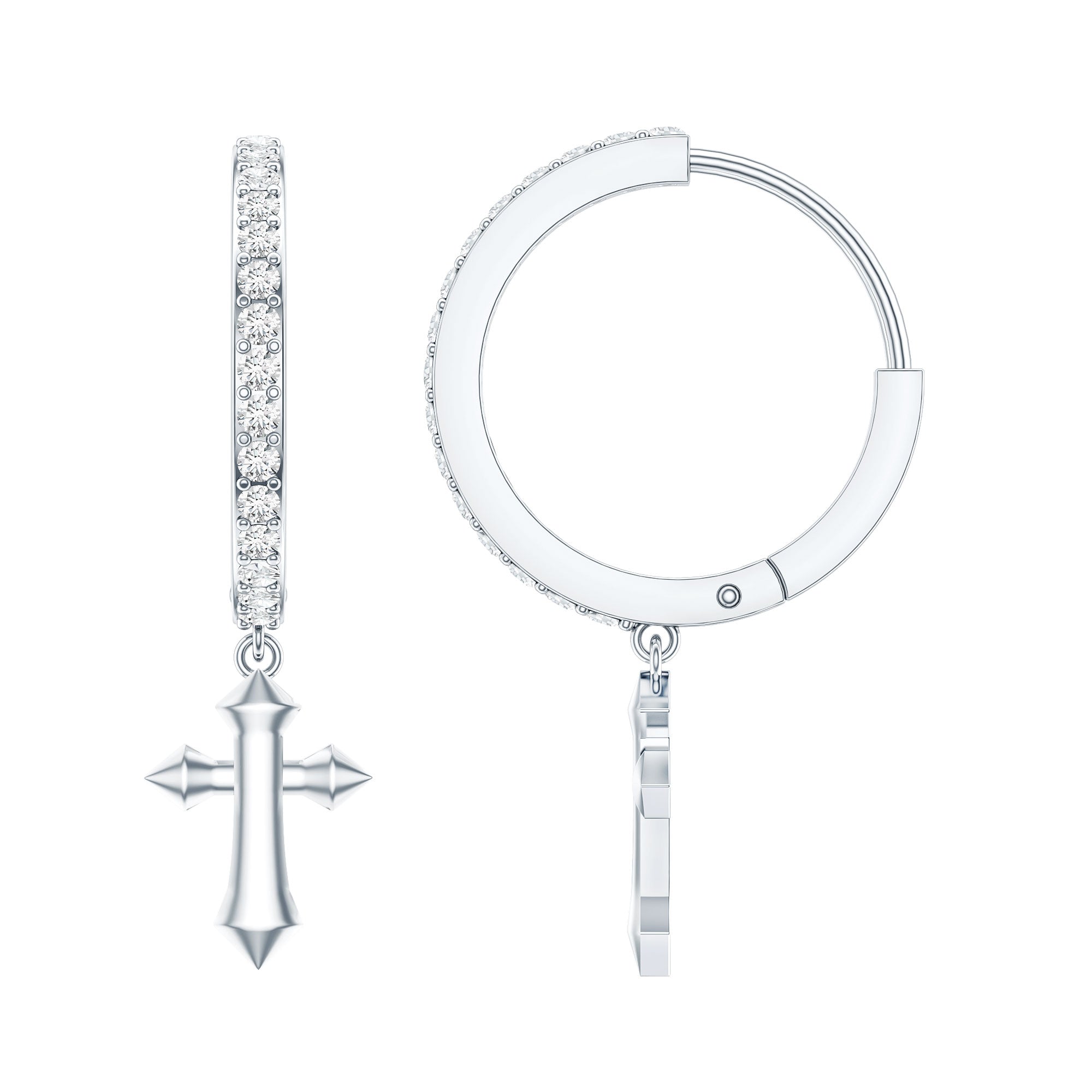 Certified Moissanite Cross Drop Earrings