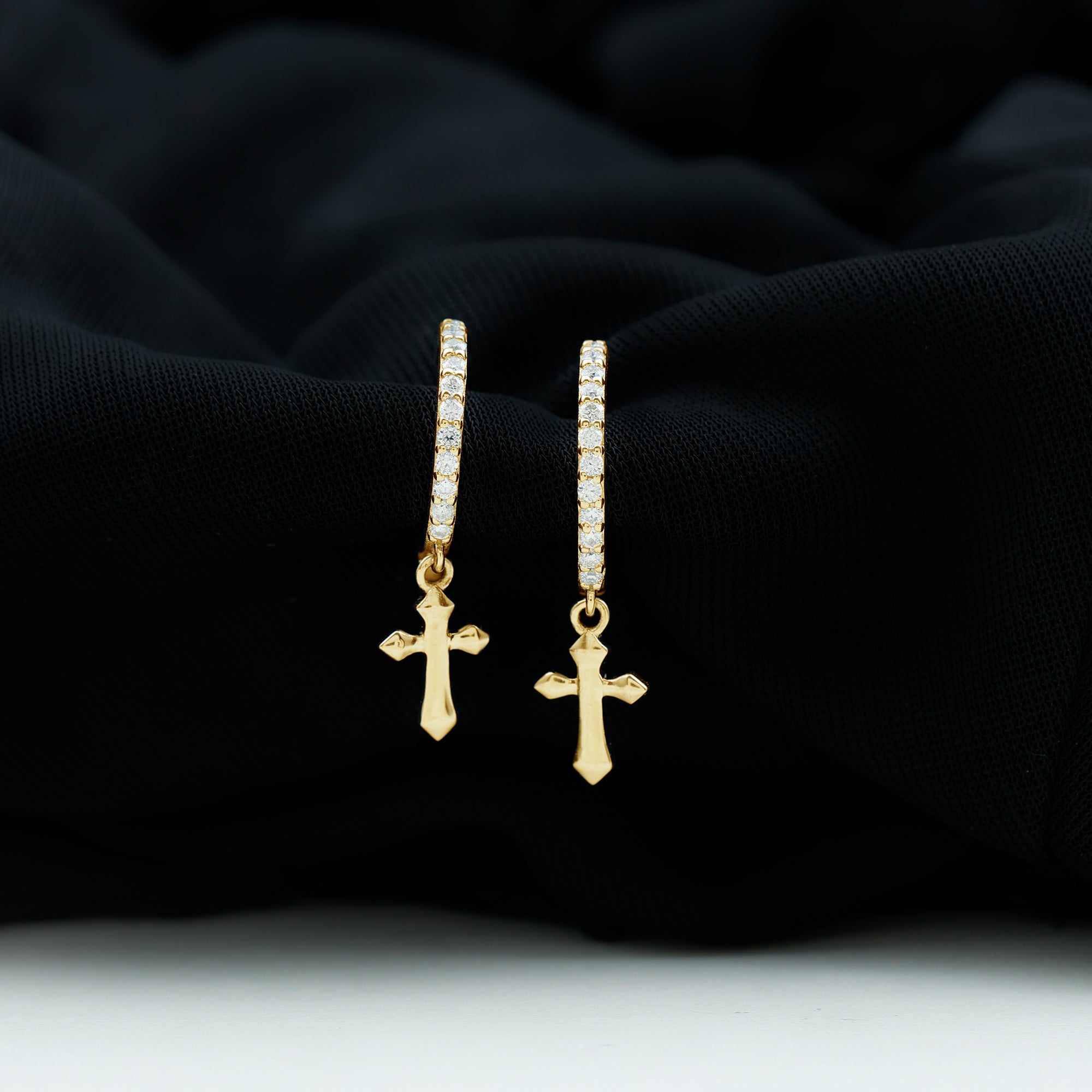 Certified Moissanite Cross Drop Earrings