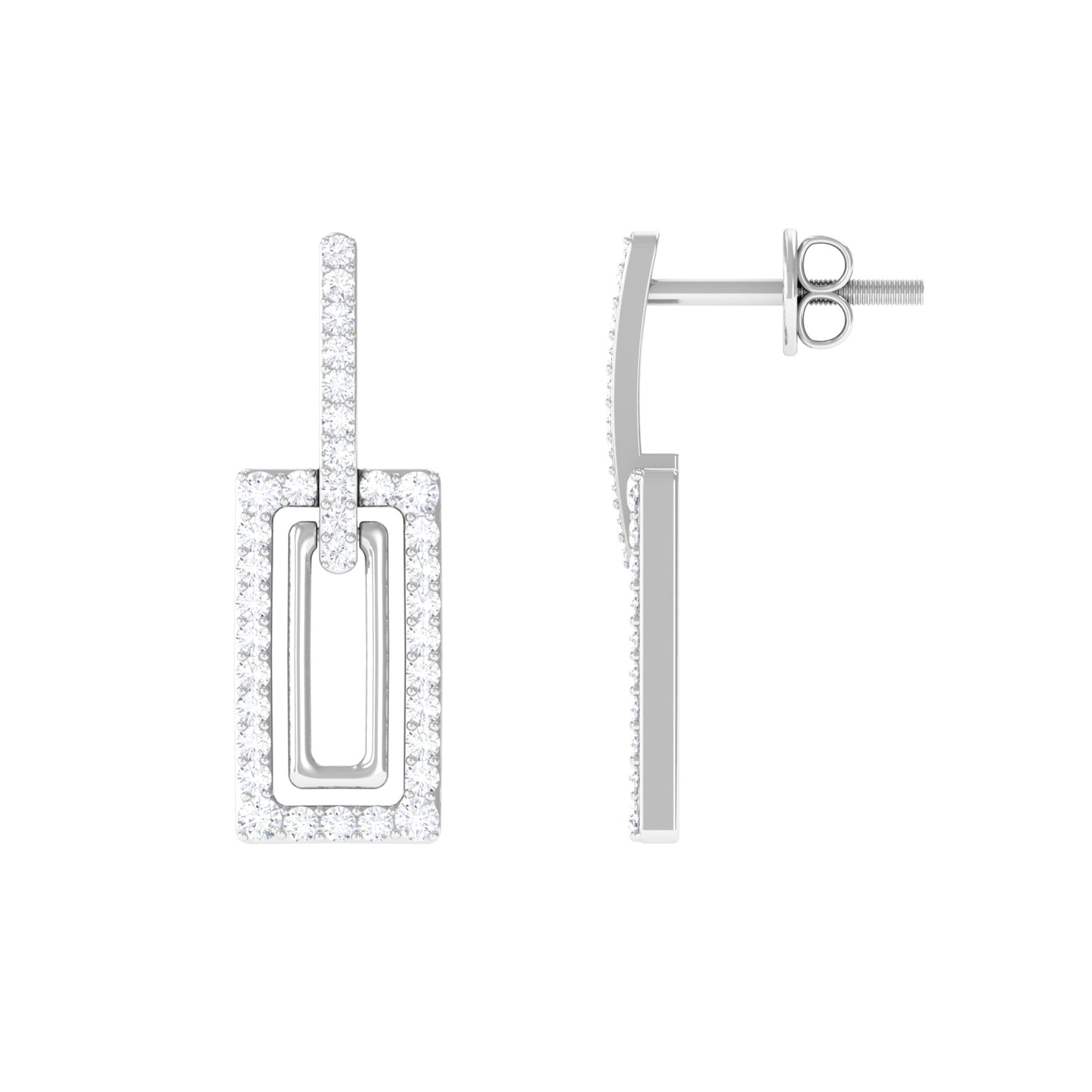 Certified Moissanite Rectangle Shape Dangle Earrings