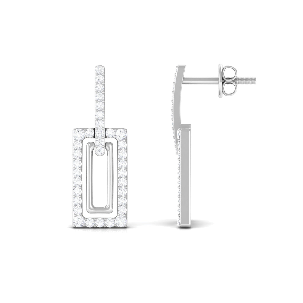 Certified Moissanite Rectangle Shape Dangle Earrings