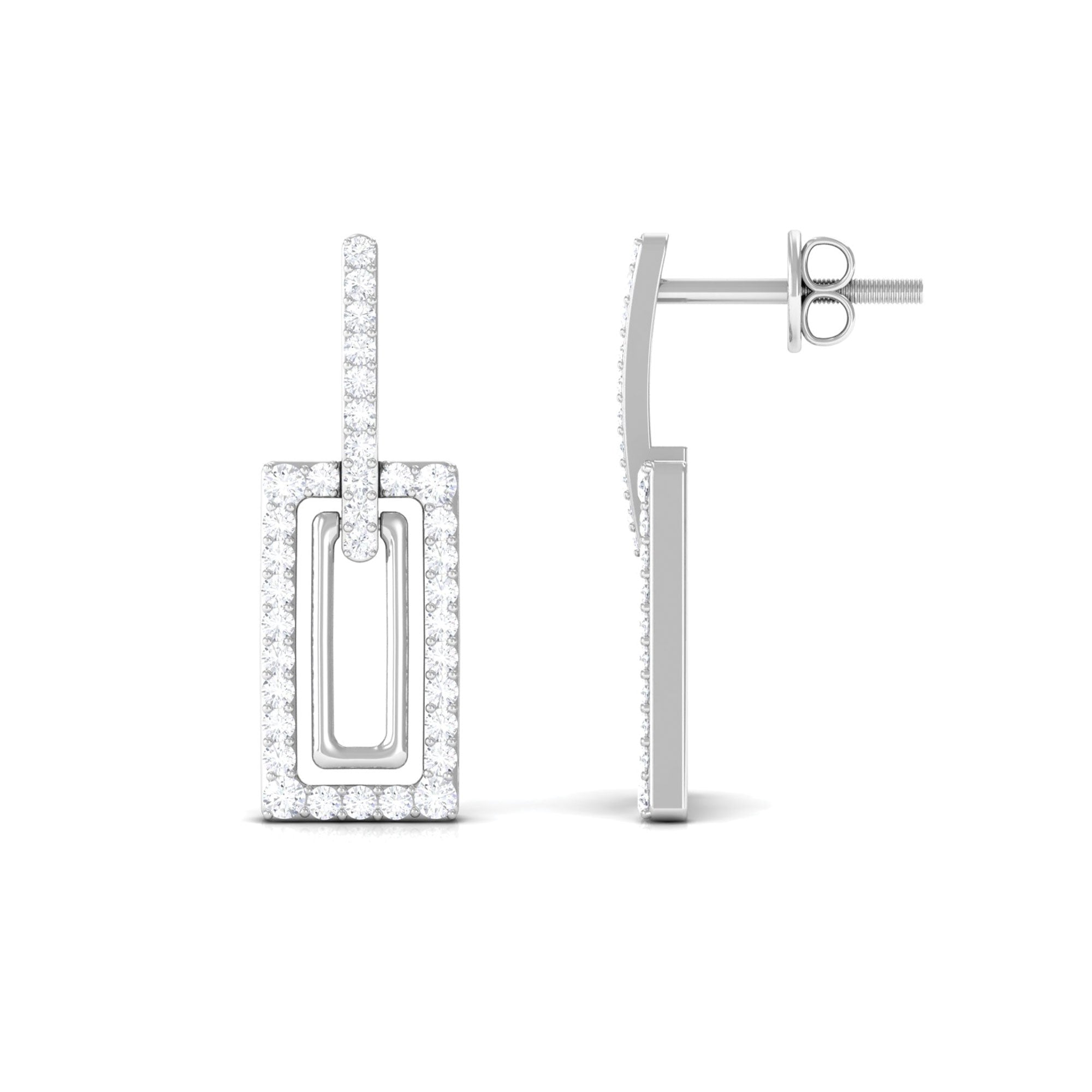 Certified Moissanite Rectangle Shape Dangle Earrings