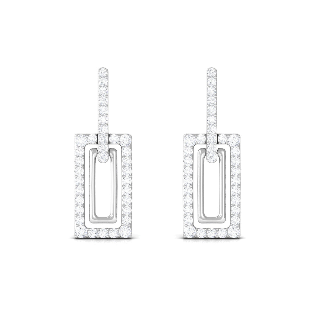 Certified Moissanite Rectangle Shape Dangle Earrings