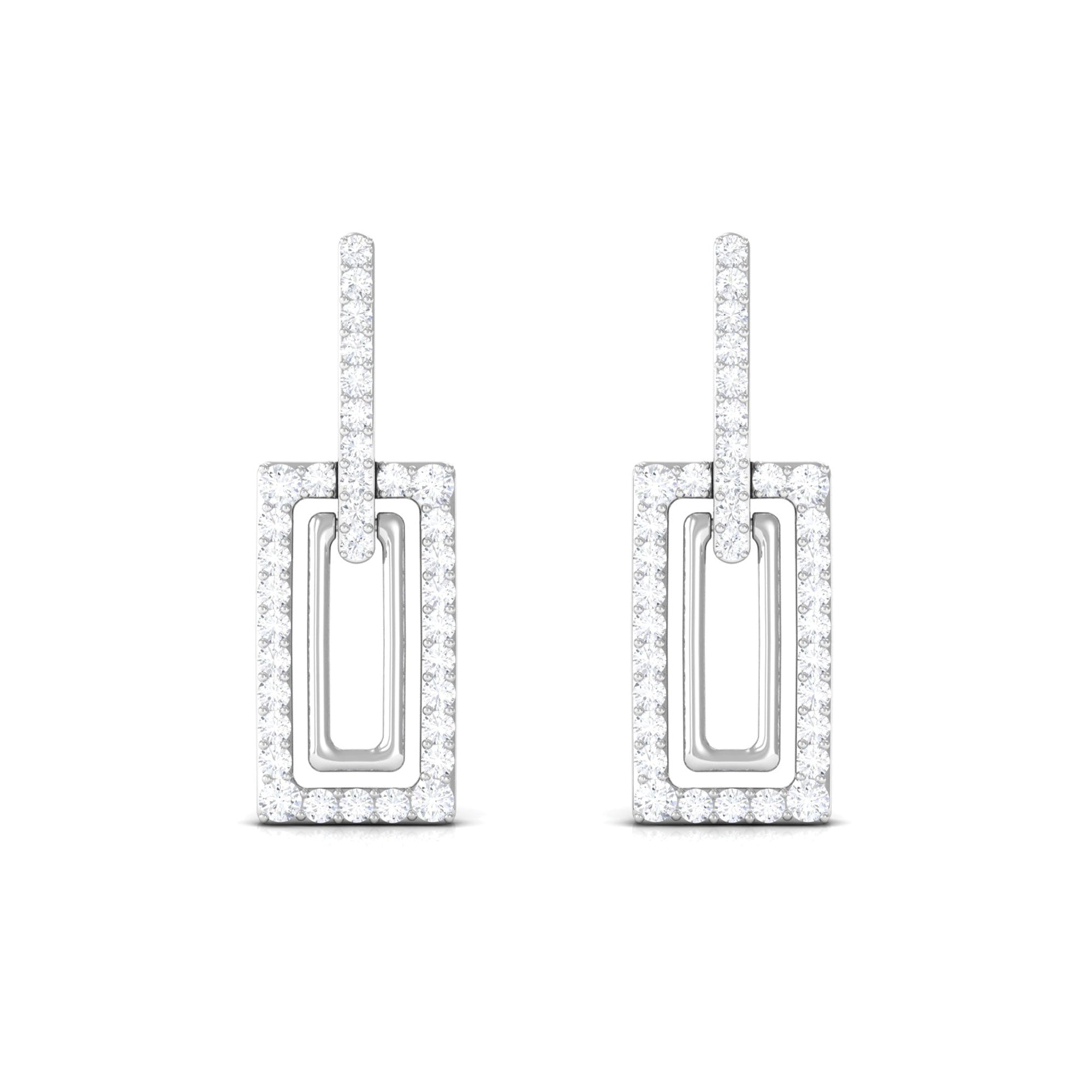 Certified Moissanite Rectangle Shape Dangle Earrings
