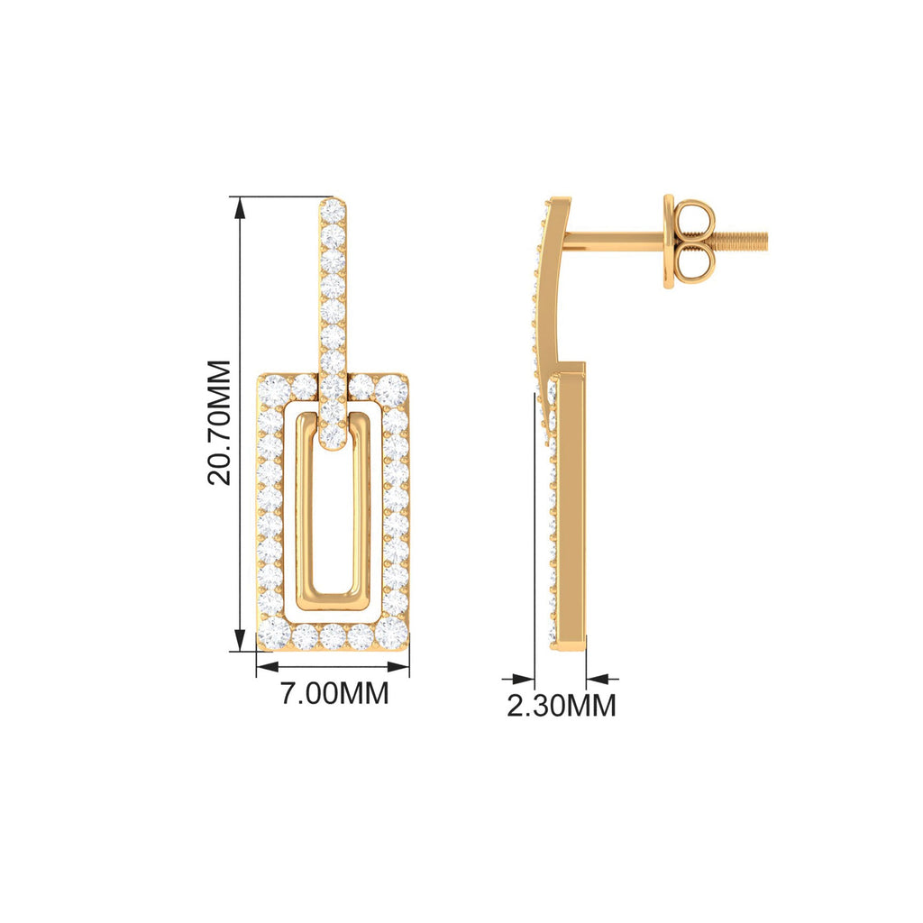 Certified Moissanite Rectangle Shape Dangle Earrings