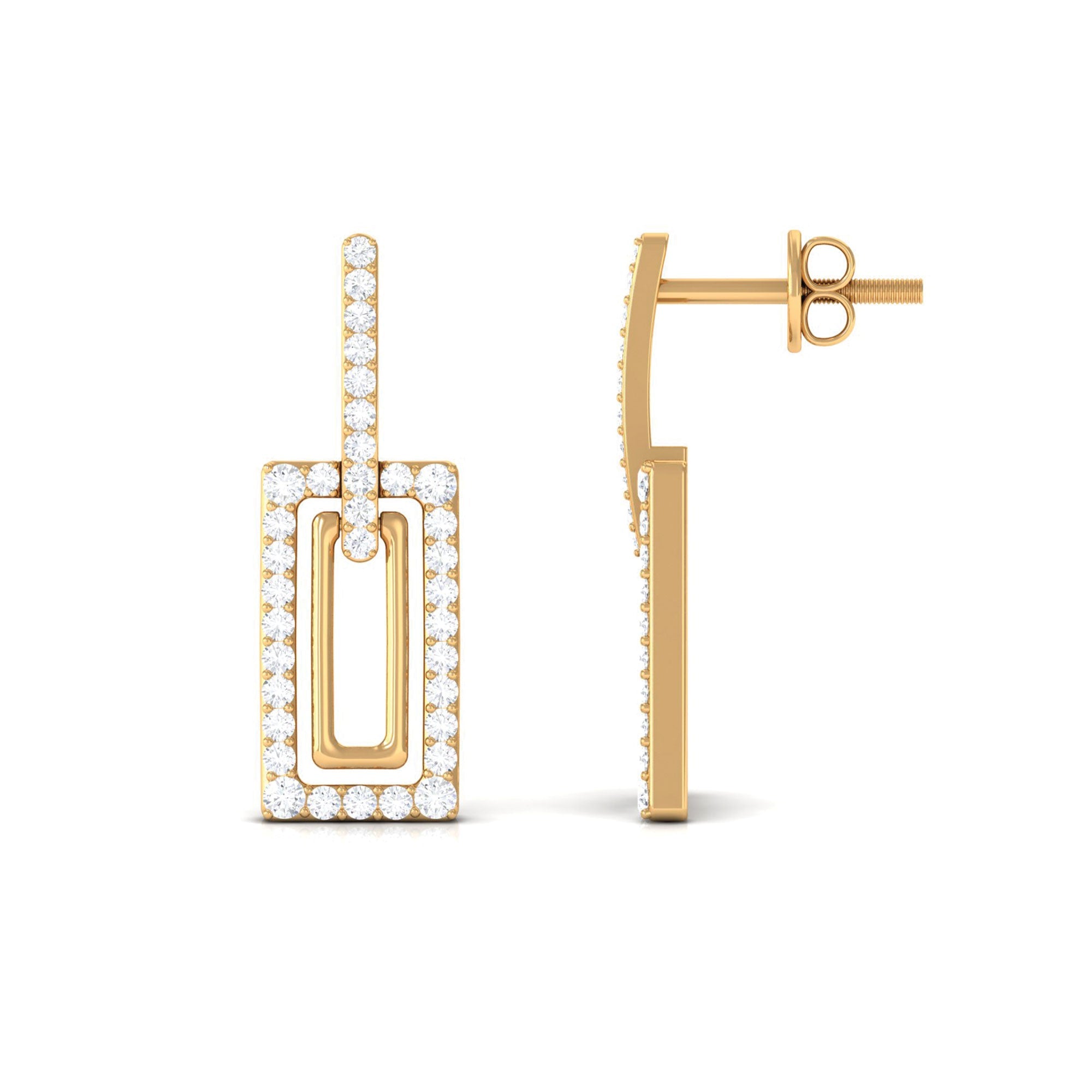 Certified Moissanite Rectangle Shape Dangle Earrings