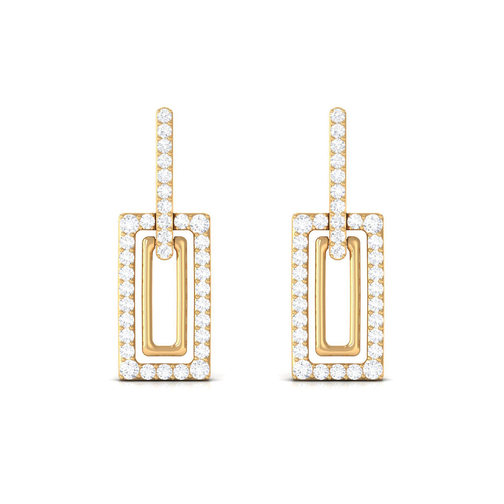 Certified Moissanite Rectangle Shape Dangle Earrings