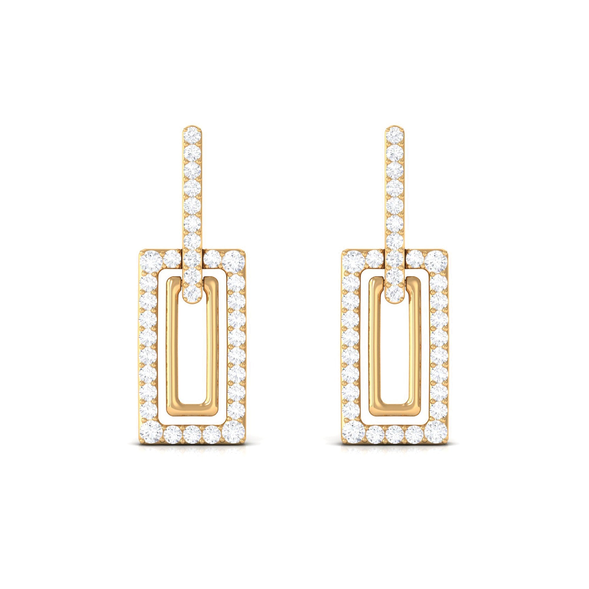 Certified Moissanite Rectangle Shape Dangle Earrings