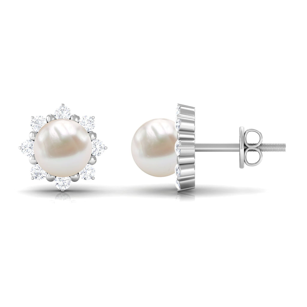 Freshwater Cultured Pearl Earrings with Diamond
