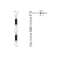 Moissanite Dangle Earrings with Black Enamel