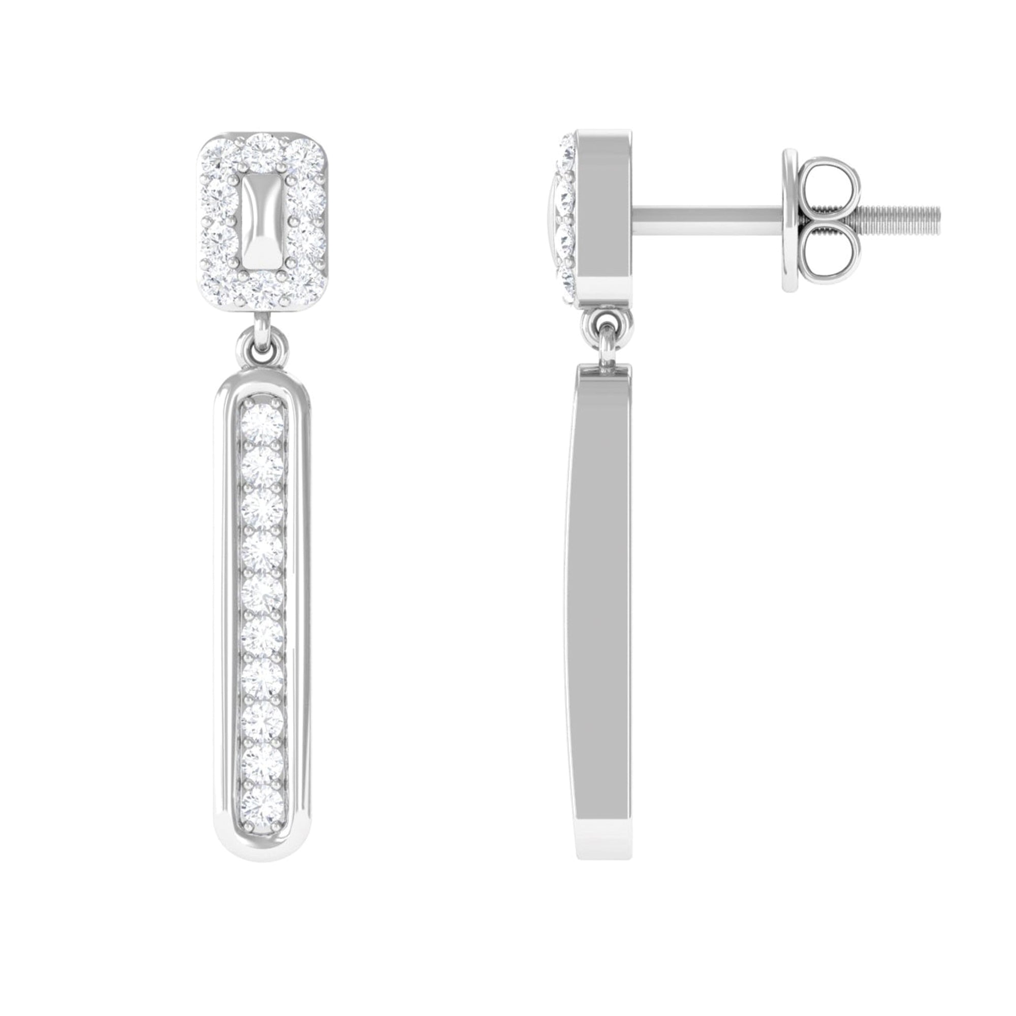 Certified Moissanite Bar Dangle Earrings for Women