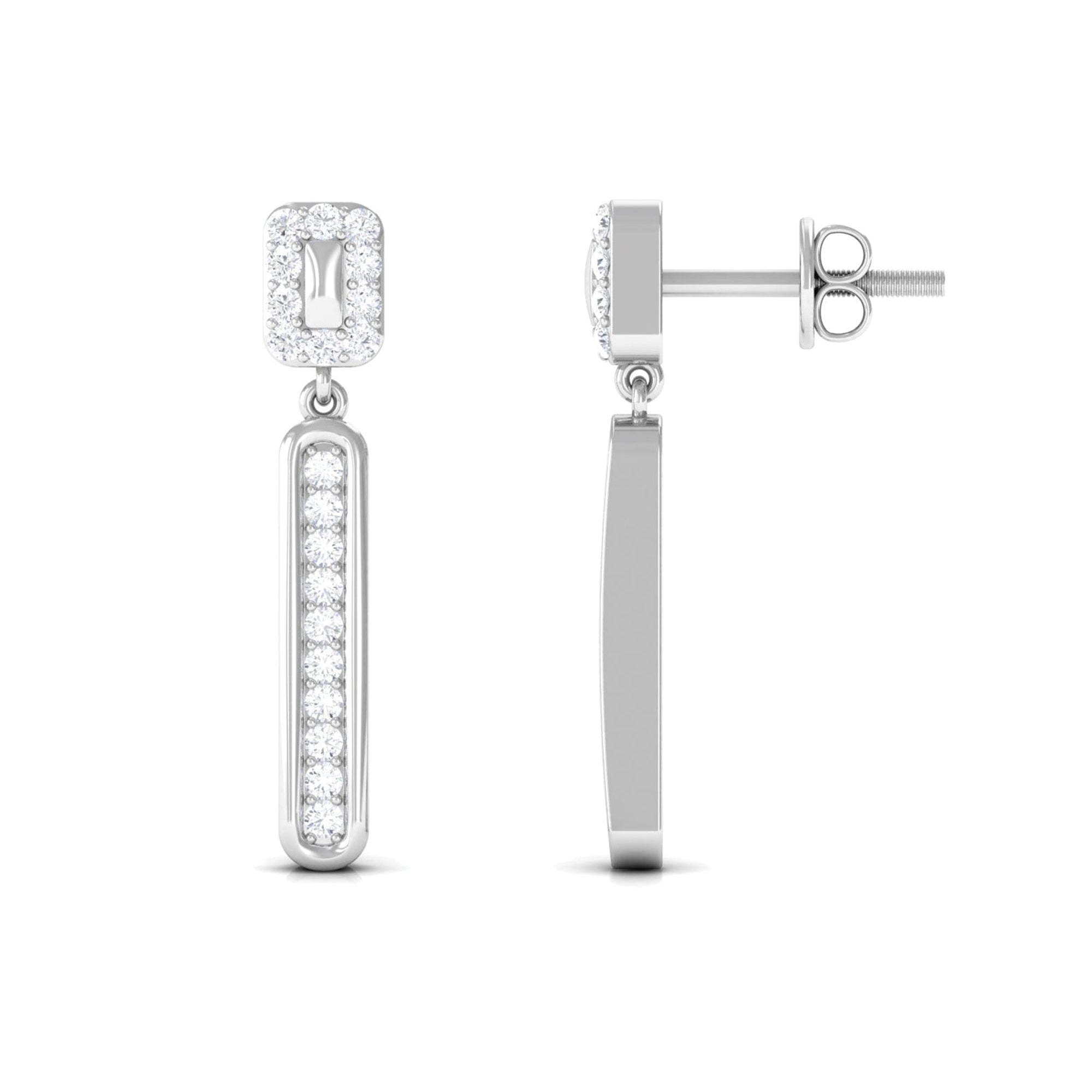 Certified Moissanite Bar Dangle Earrings for Women