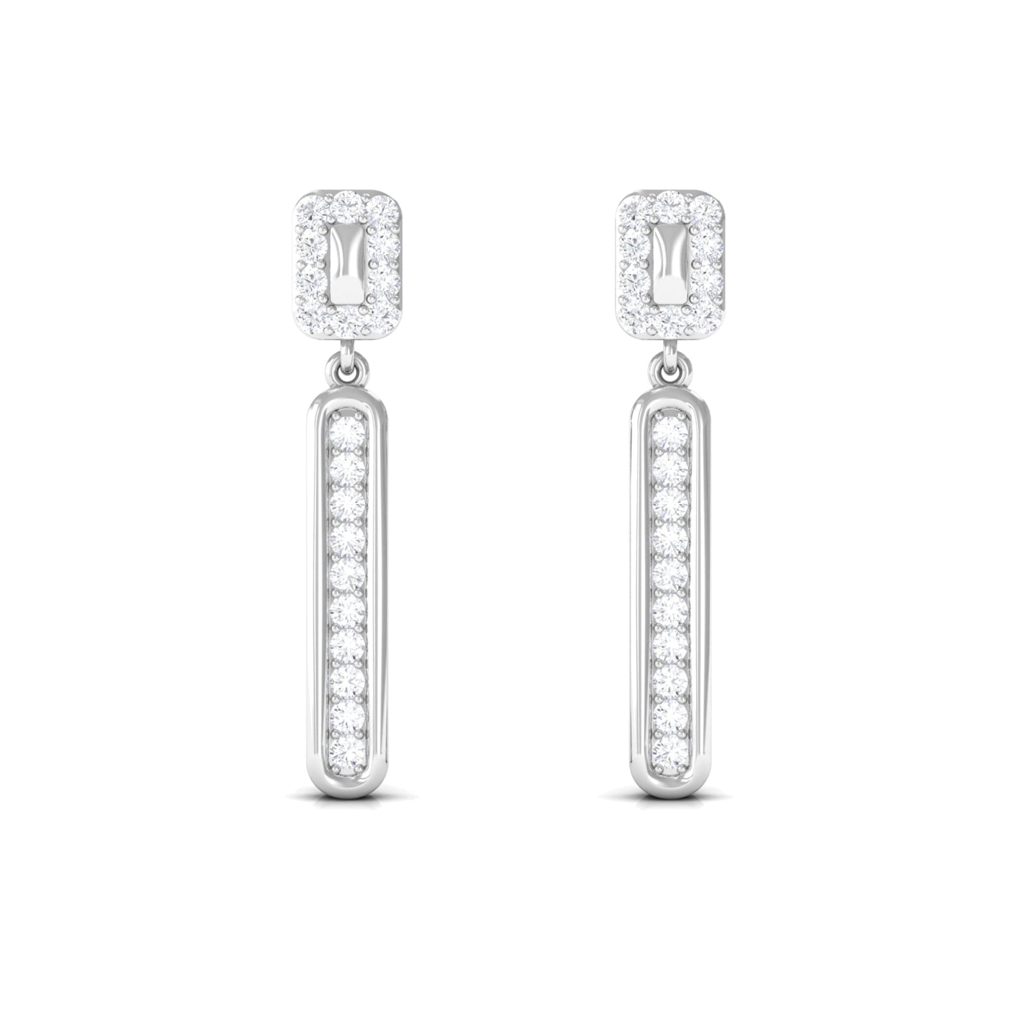 Certified Moissanite Bar Dangle Earrings for Women