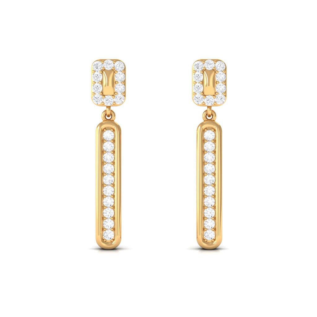 Certified Moissanite Bar Dangle Earrings for Women