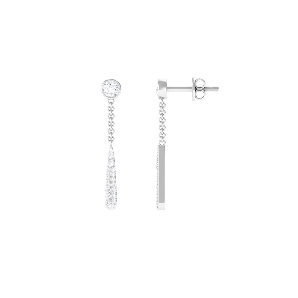 Certified Moissanite Chain Dangle Earrings with Screw Back