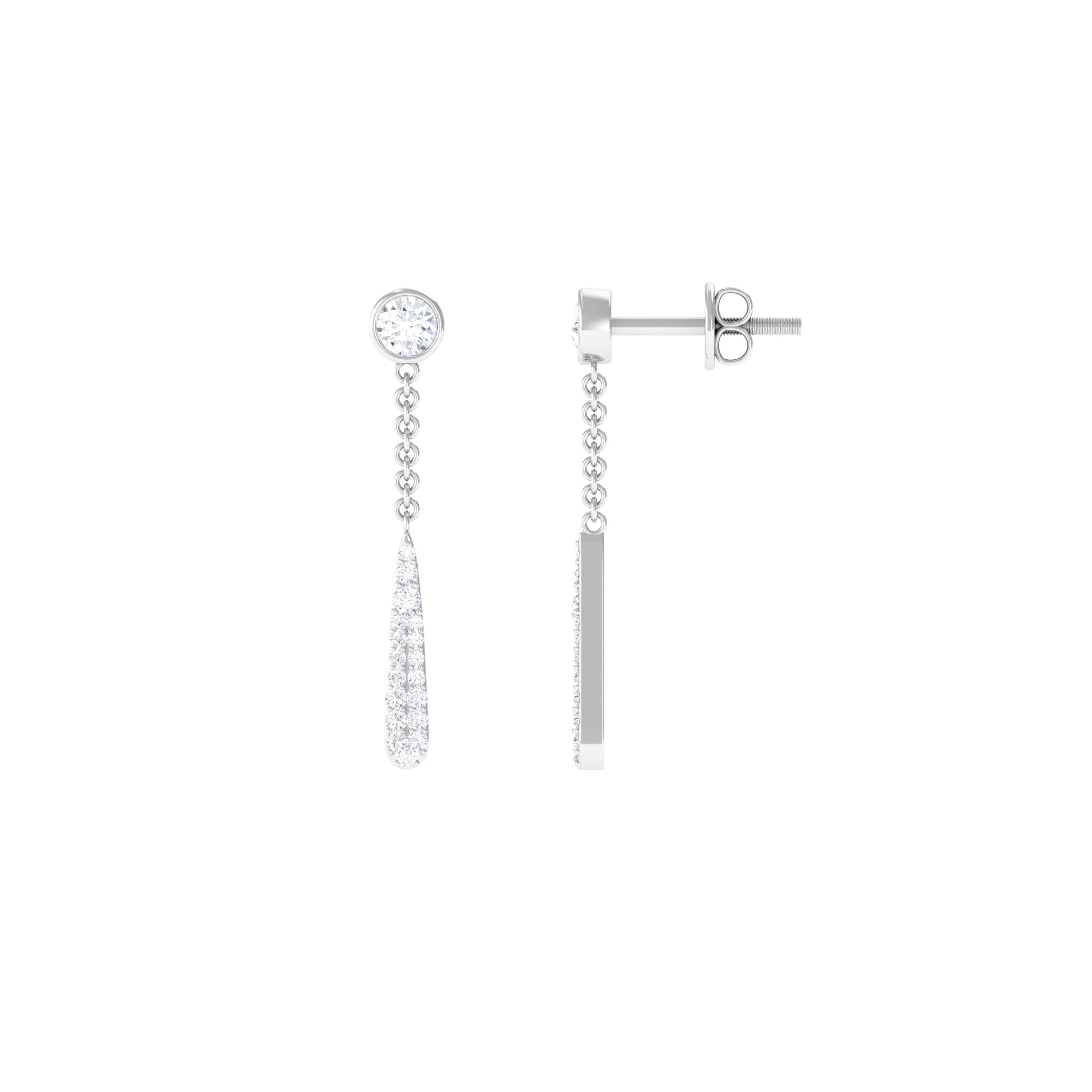 Certified Moissanite Chain Dangle Earrings with Screw Back