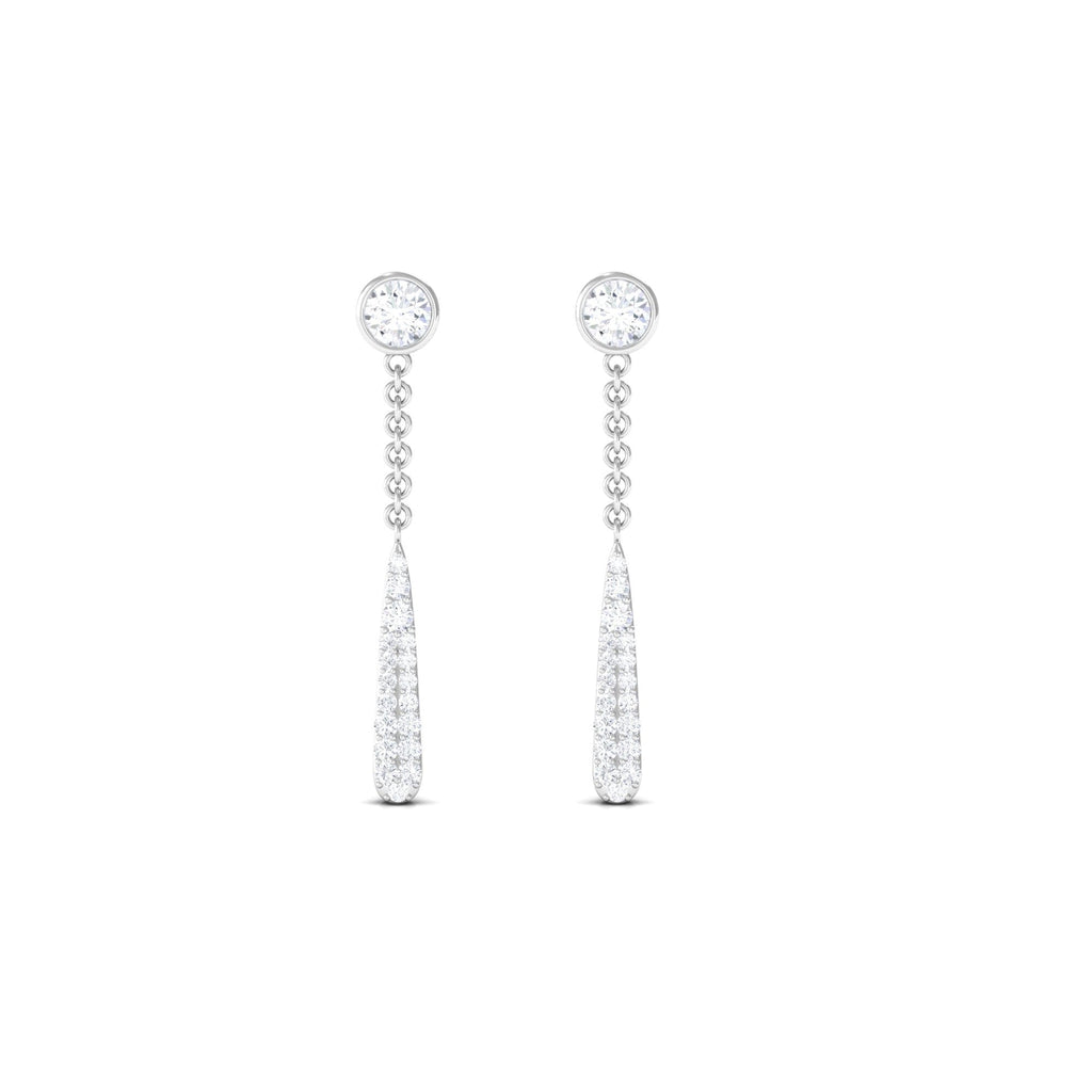 Certified Moissanite Chain Dangle Earrings with Screw Back