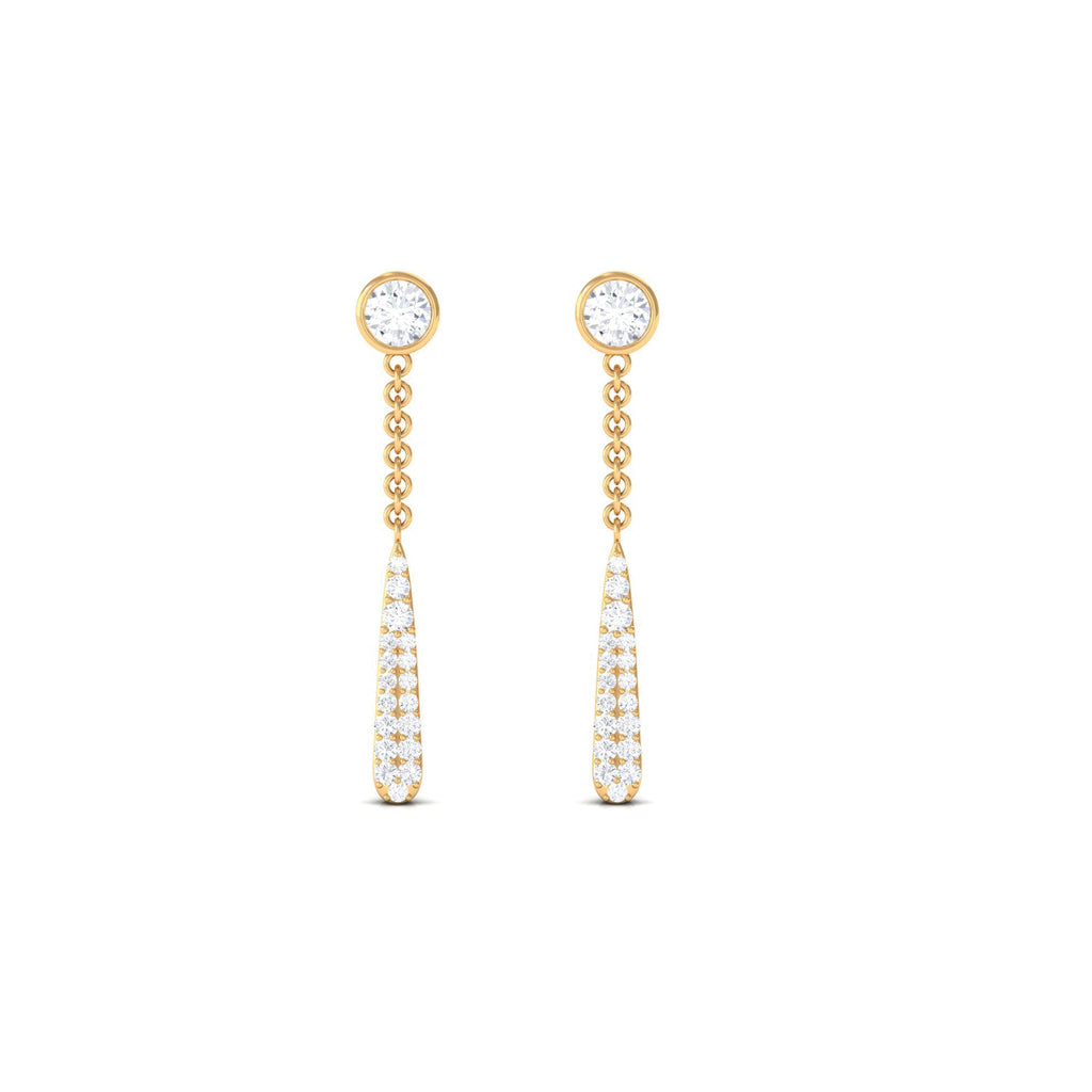 Certified Moissanite Chain Dangle Earrings with Screw Back