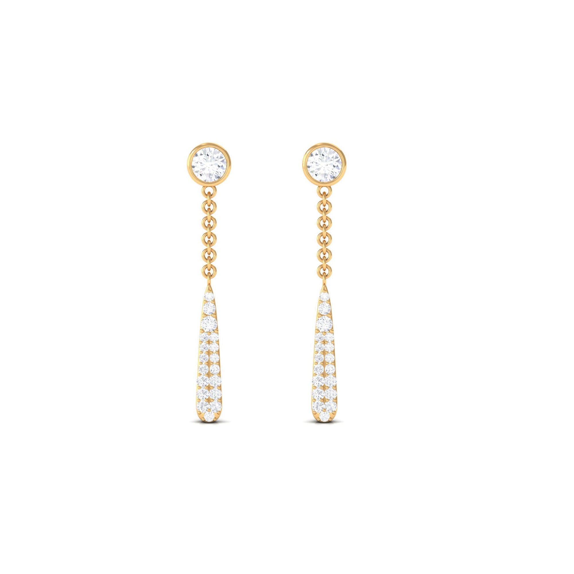 Certified Moissanite Chain Dangle Earrings with Screw Back