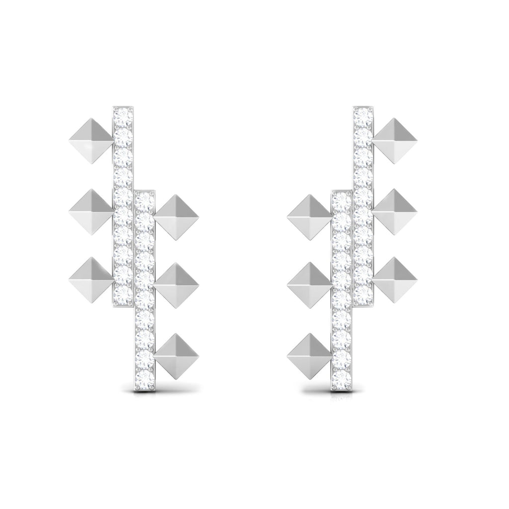 Art Deco Inspired Pave Moissanite Bar Stud Earrings