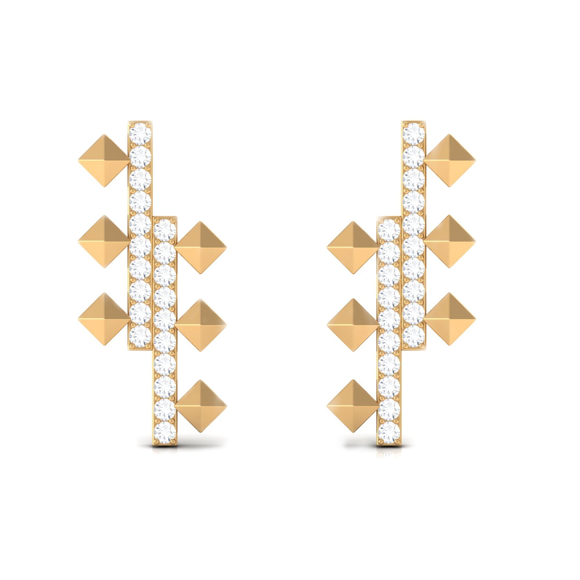 Art Deco Inspired Pave Moissanite Bar Stud Earrings