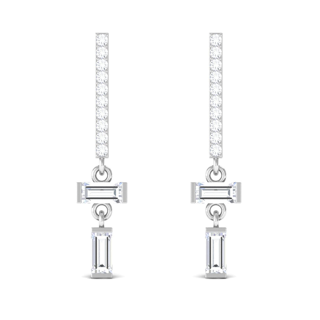 Certified Moissanite Dangle Drop Earrings with Screw Back