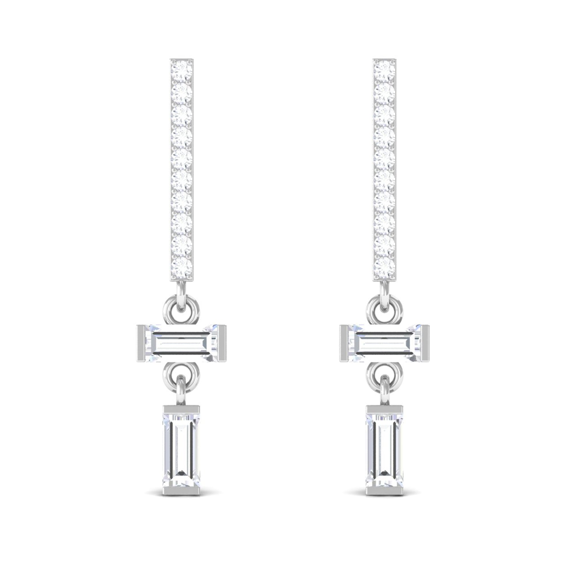 Certified Moissanite Dangle Drop Earrings with Screw Back