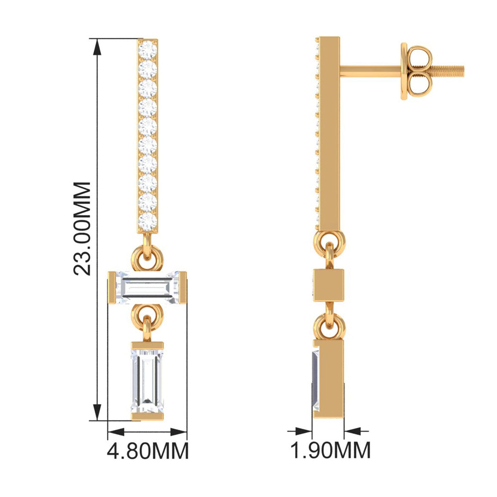 Certified Moissanite Dangle Drop Earrings with Screw Back