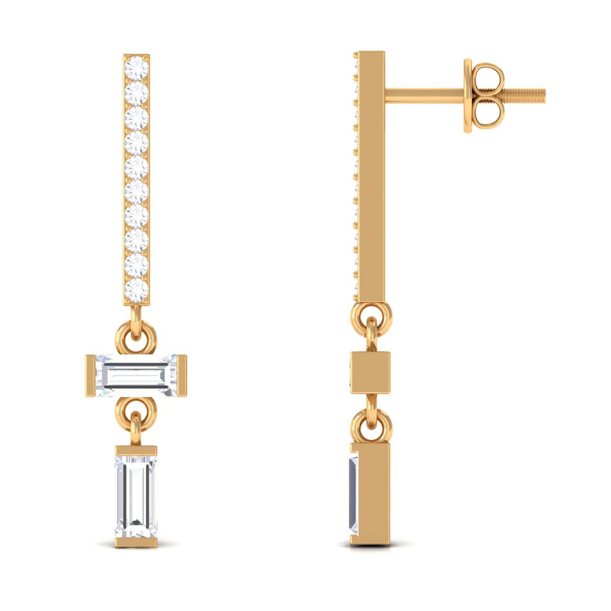 Certified Moissanite Dangle Drop Earrings with Screw Back