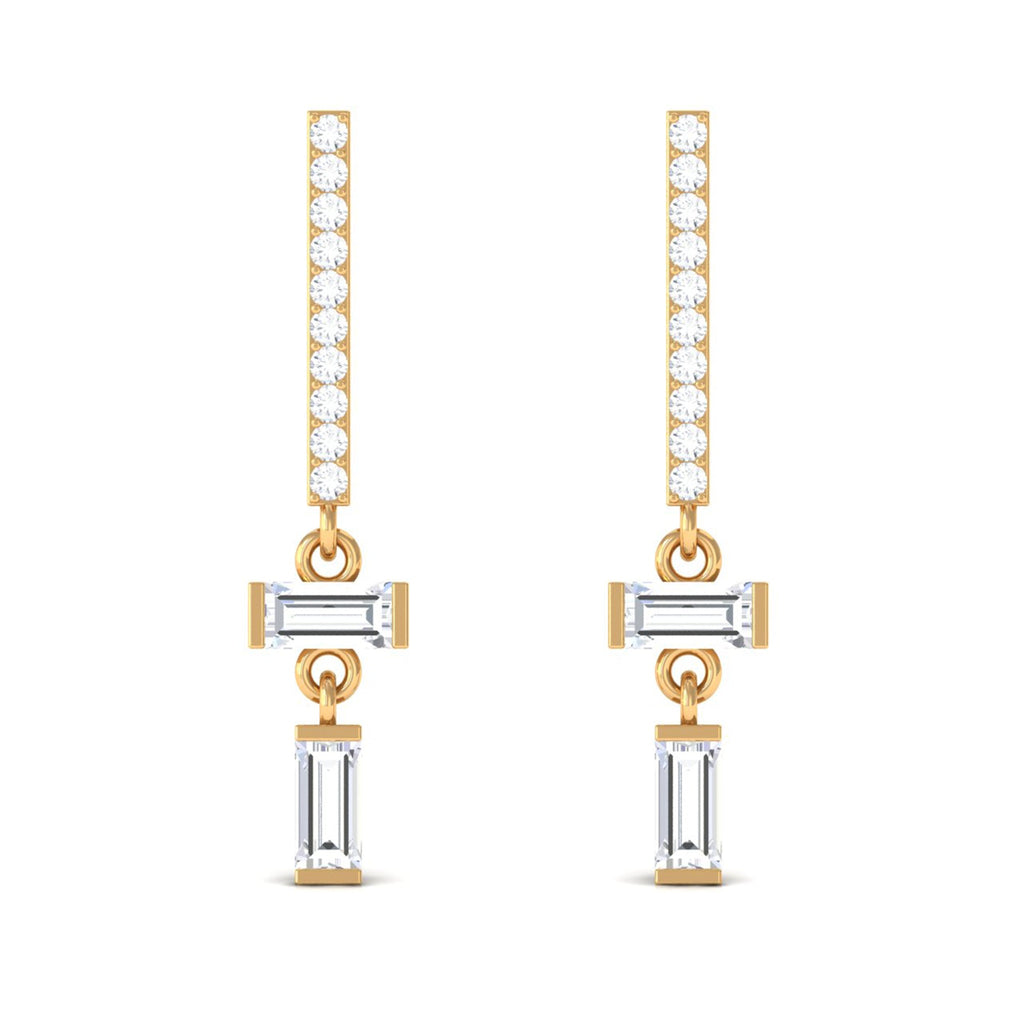 Certified Moissanite Dangle Drop Earrings with Screw Back