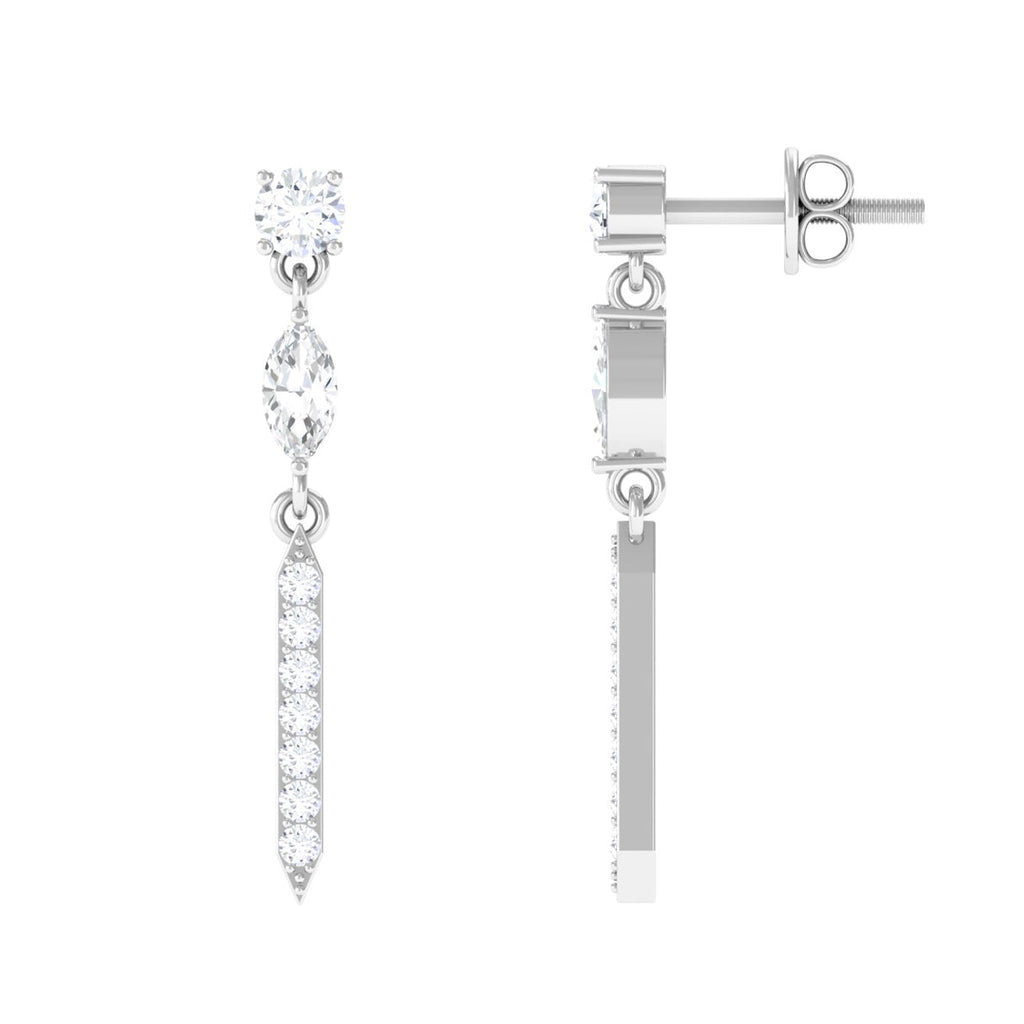 Moissanite Minimal Dangle Earrings with Screw Back