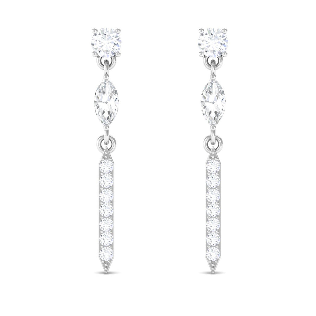 Moissanite Minimal Dangle Earrings with Screw Back