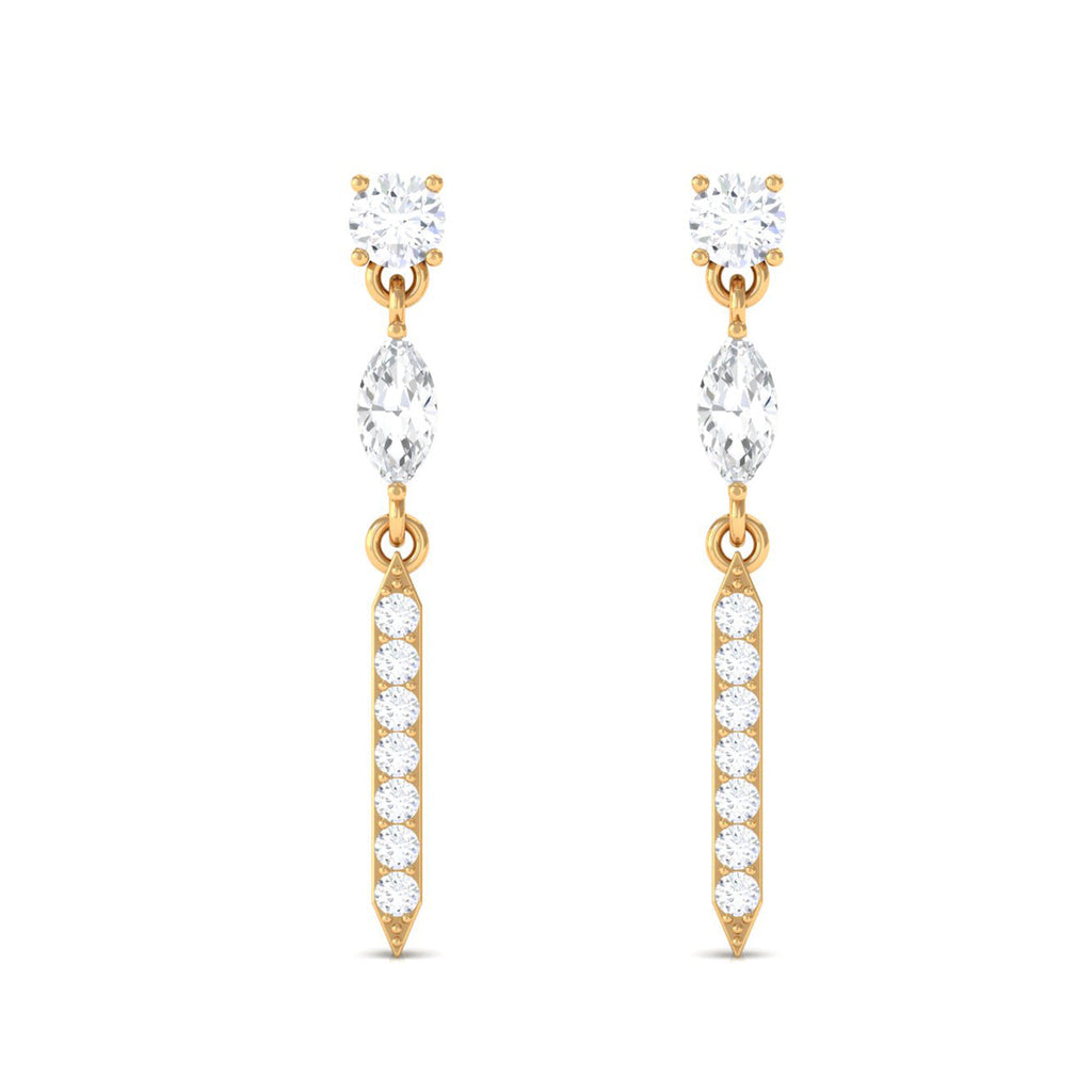 Moissanite Minimal Dangle Earrings with Screw Back