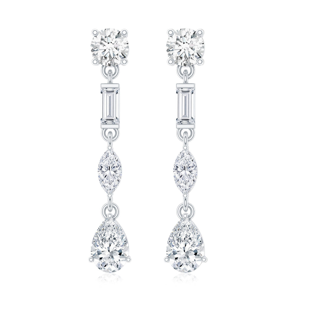 Certified Moissanite Wedding Dangle Earrings For Bride