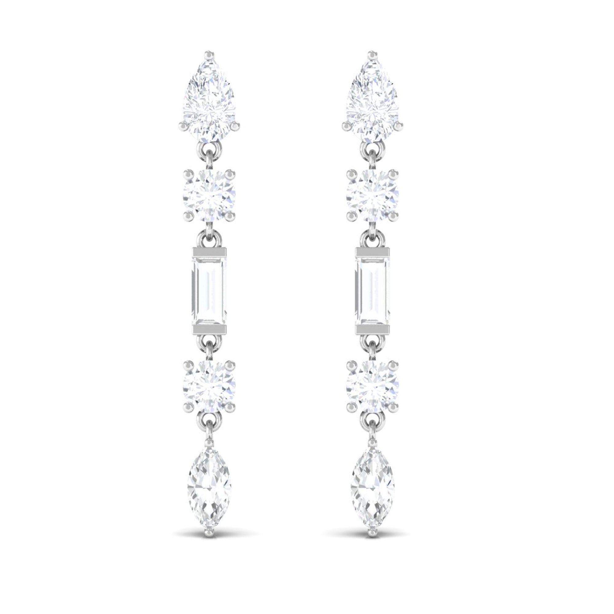 Certified Moissanite Bridal Dangle Earrings for Women