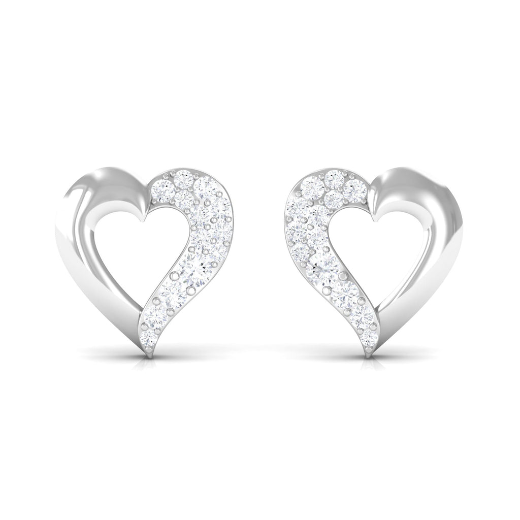 Certified Moissanite Heart Stud Earrings For Her