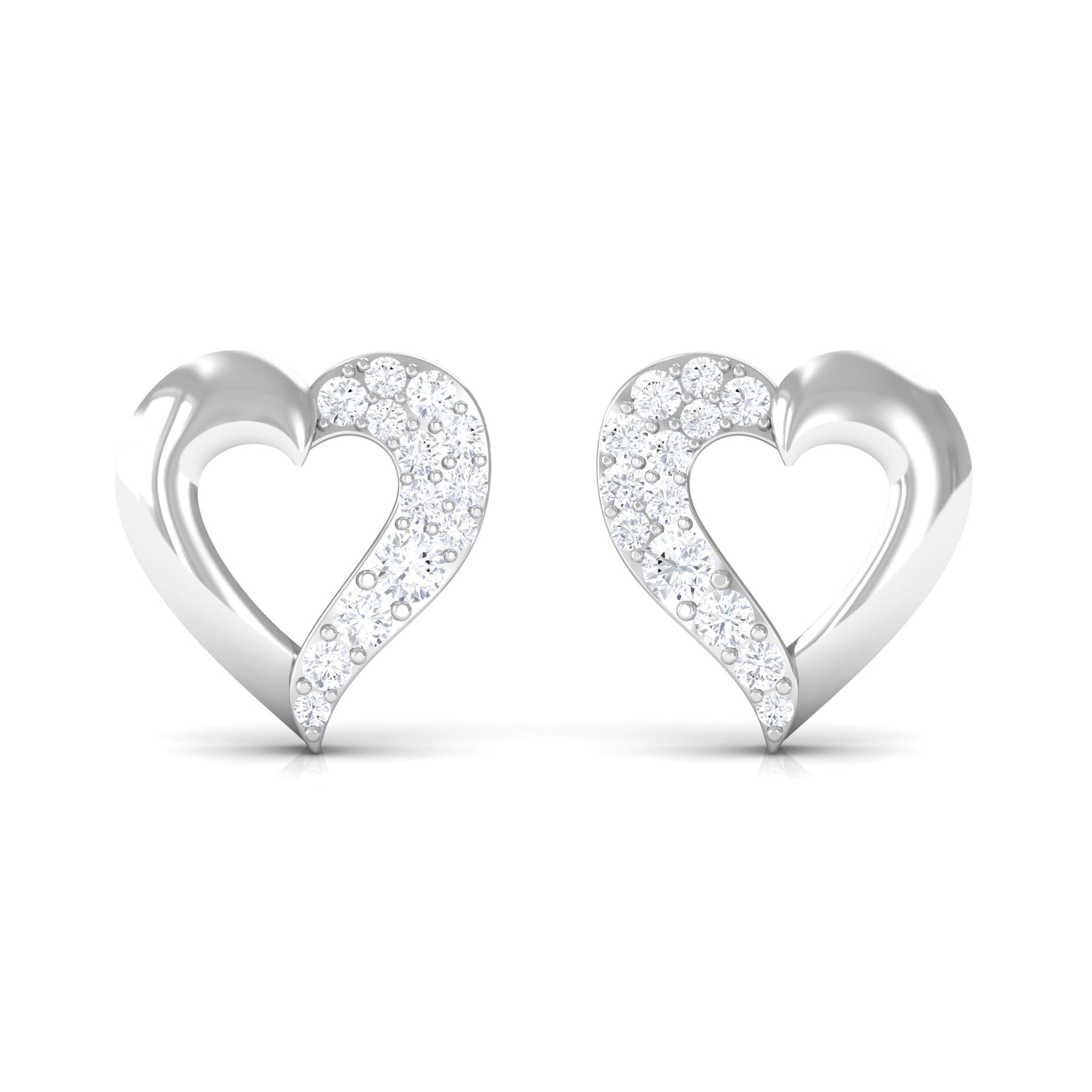 Certified Moissanite Heart Stud Earrings For Her