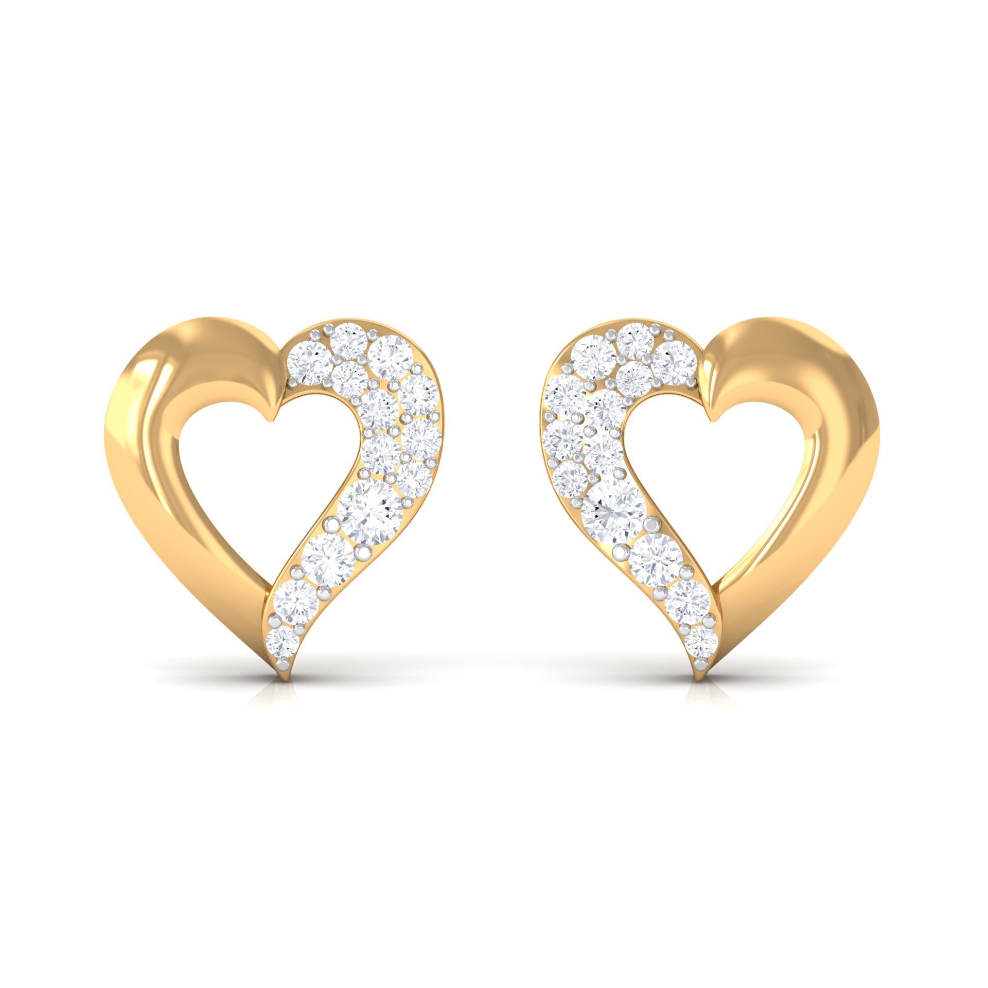Certified Moissanite Heart Stud Earrings For Her