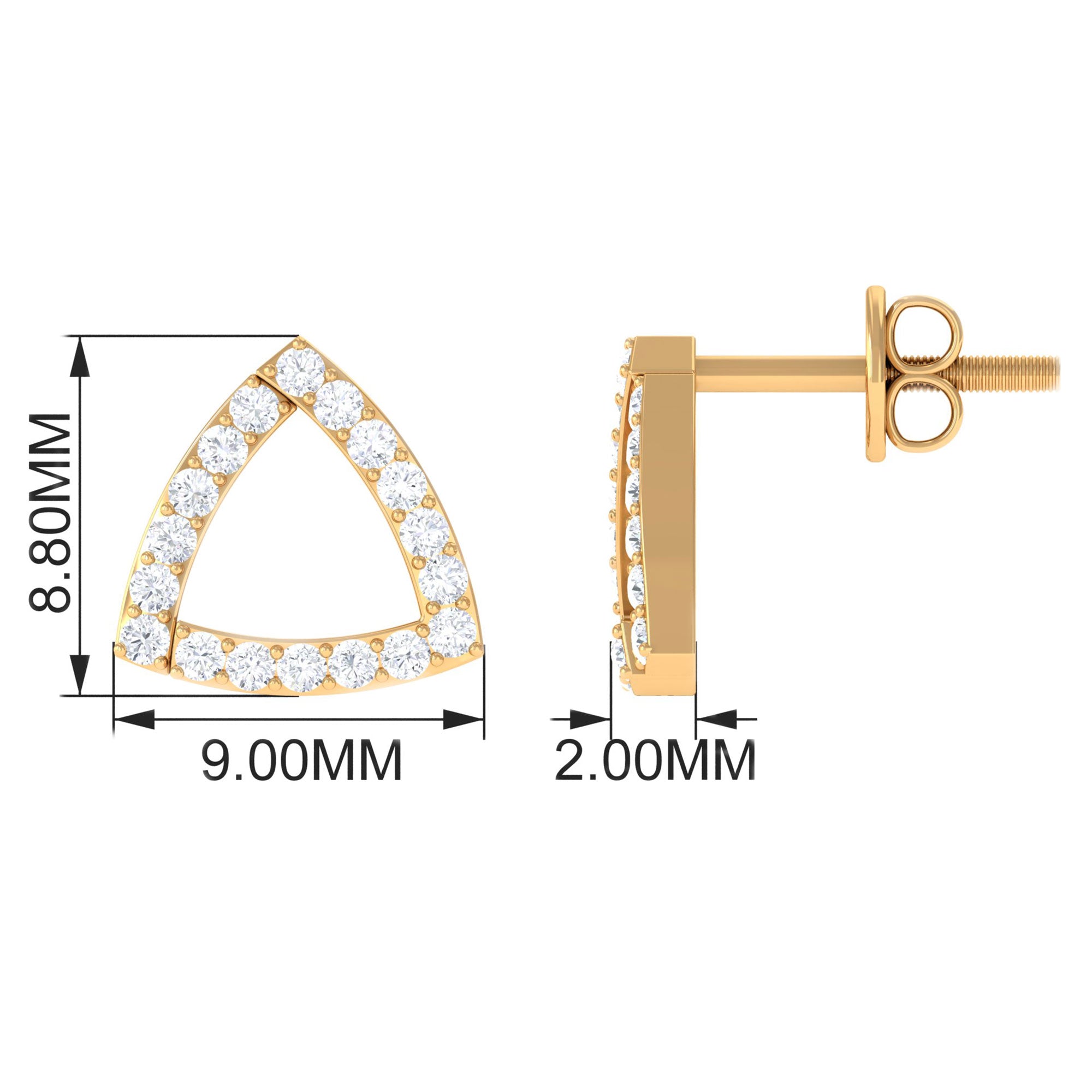 Certified Moissanite Triangle Stud Earrings for Women