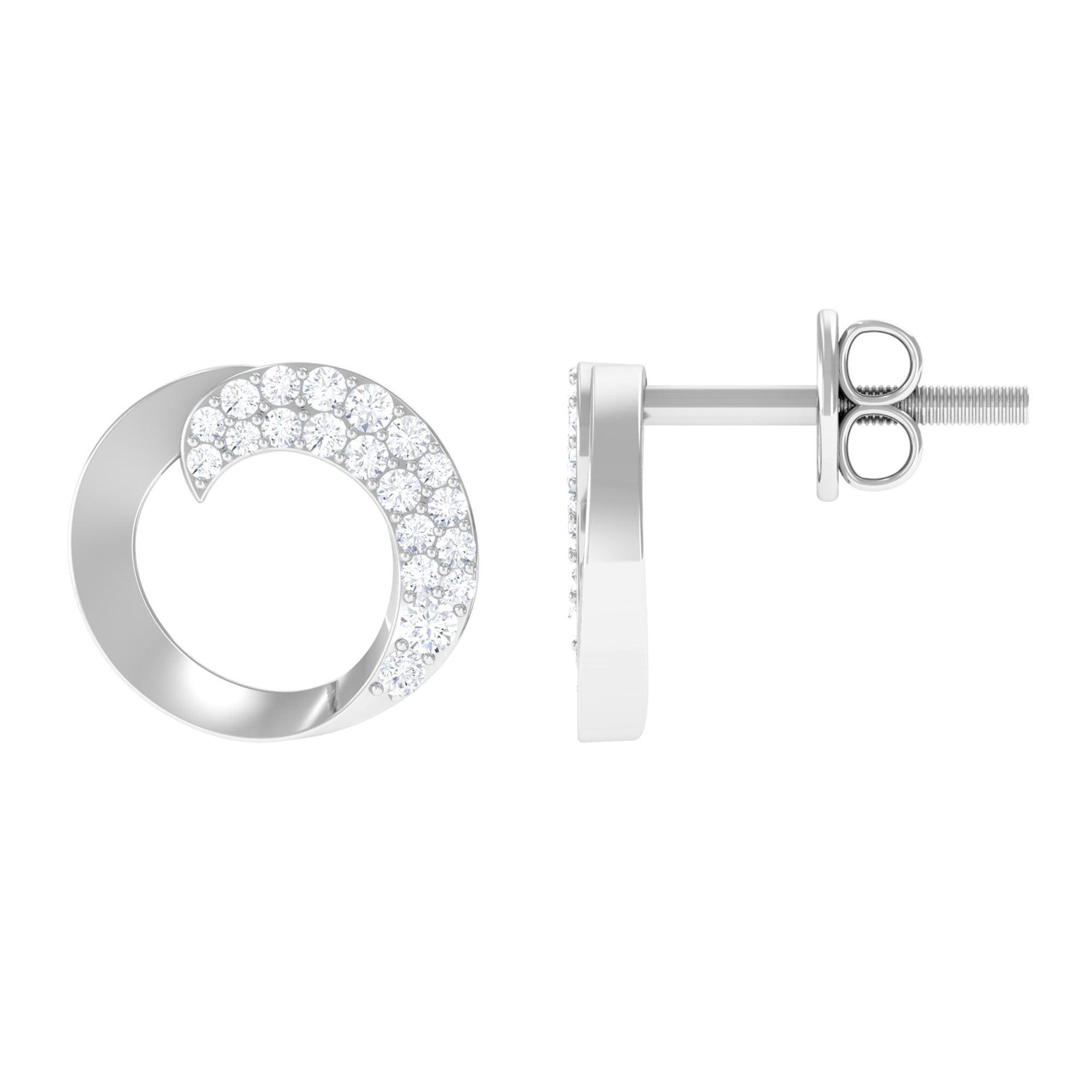 Certified Moissanite Circle Earrings with Screw Back