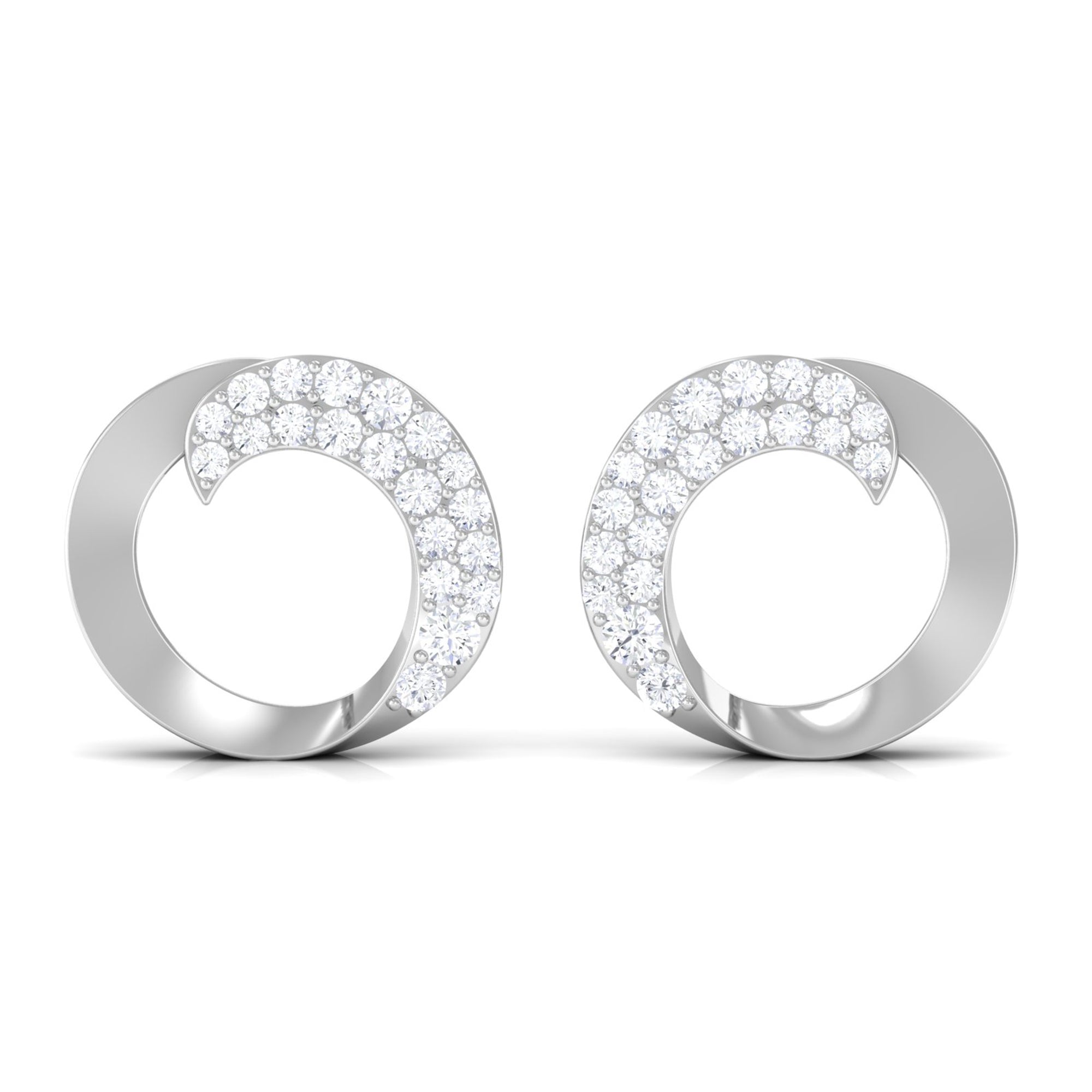 Certified Moissanite Circle Earrings with Screw Back
