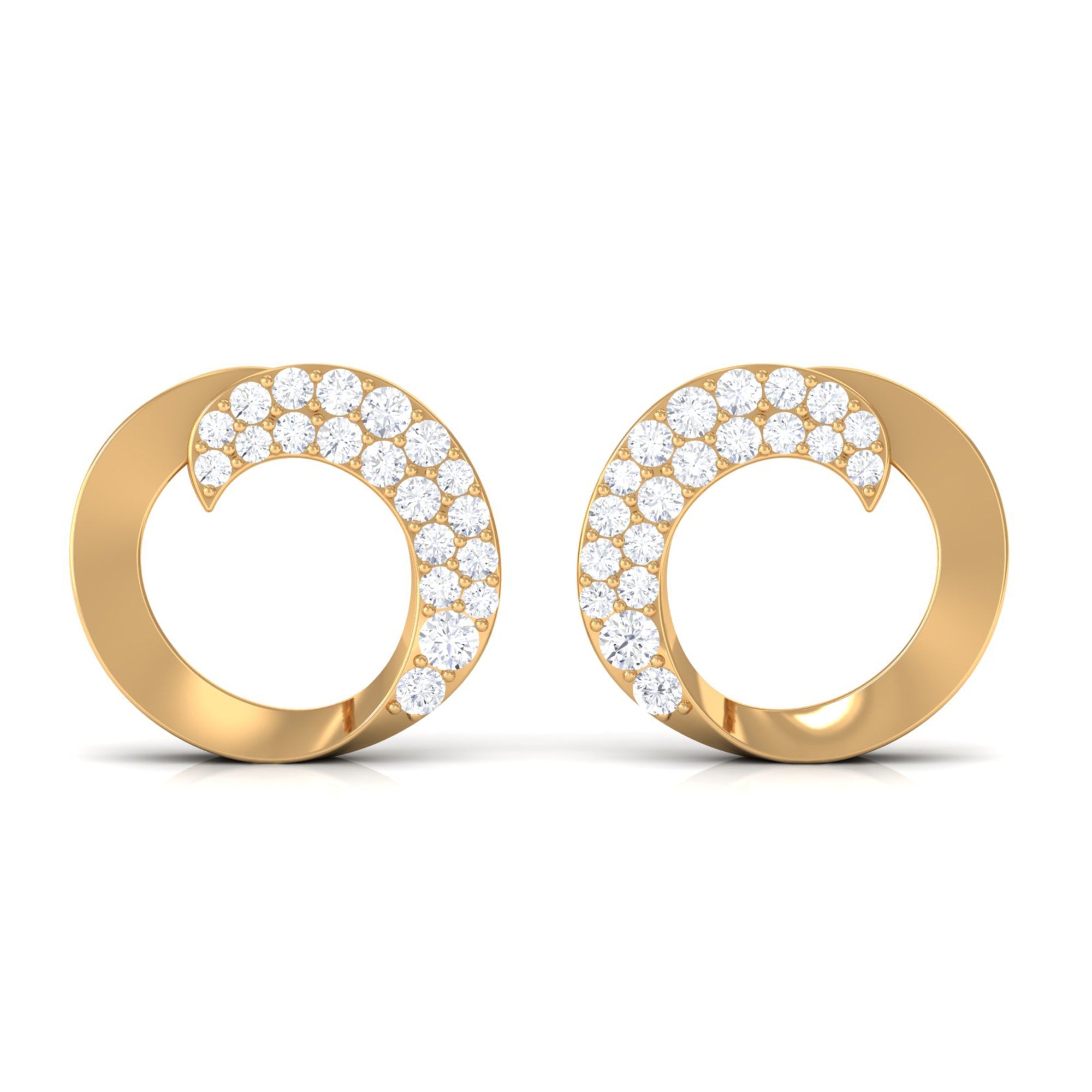 Certified Moissanite Circle Earrings with Screw Back