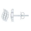 Certified Moissanite Leaf Stud Earrings in Pave Setting