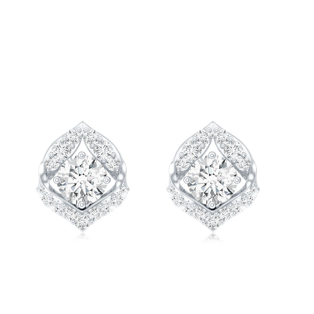 0.6 Carat Moissanite Petal Stud Earrings with Screw Back