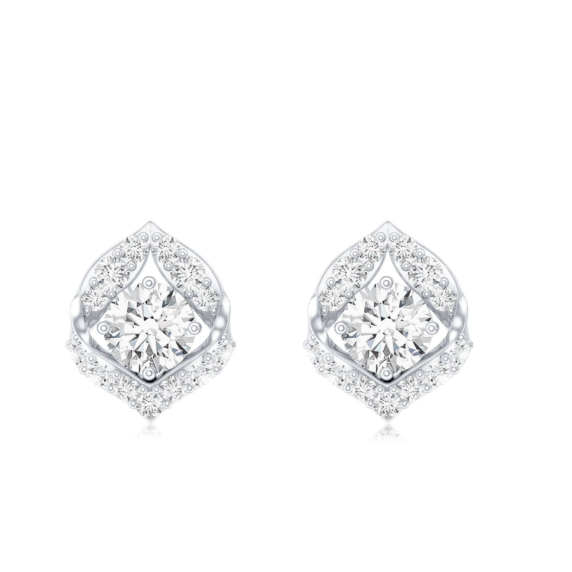 0.6 Carat Moissanite Petal Stud Earrings with Screw Back