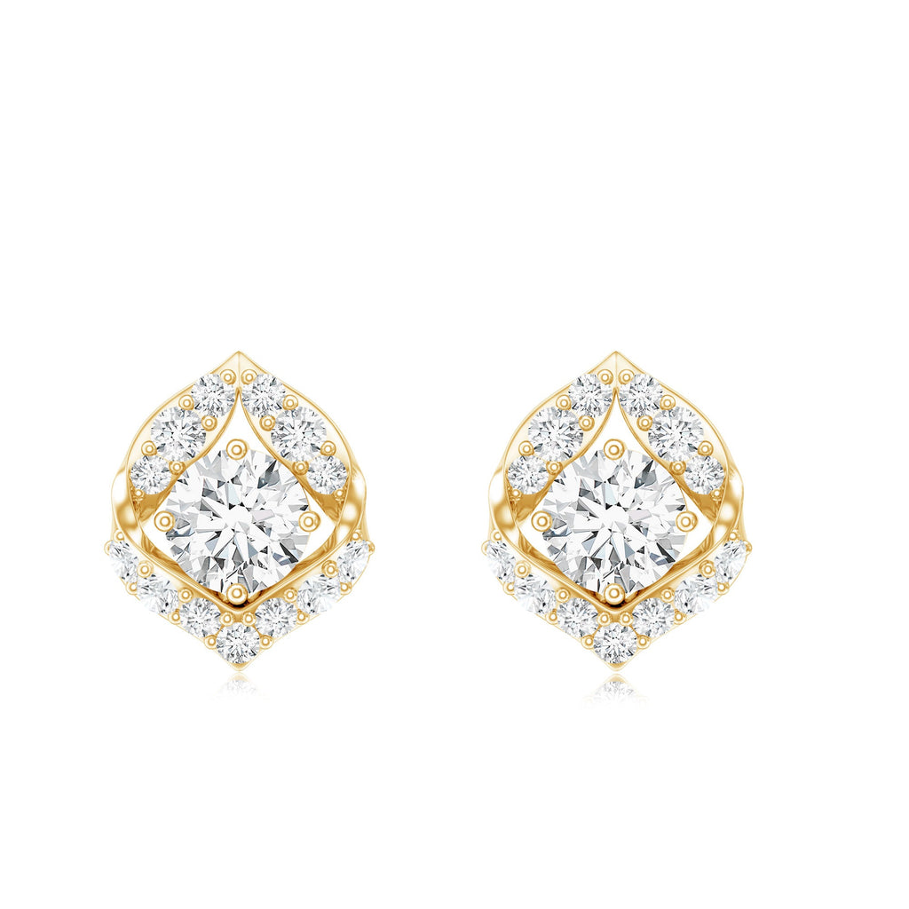 0.6 Carat Moissanite Petal Stud Earrings with Screw Back